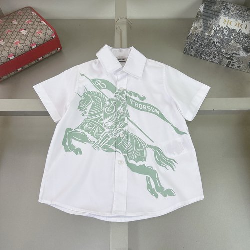 Burberry Kids Unisex Cotton Shirt with Horse Print 