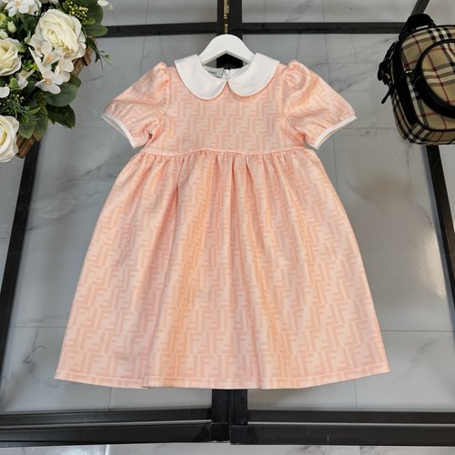Fendi Girls Korean High-Waisted A-Line Dress 