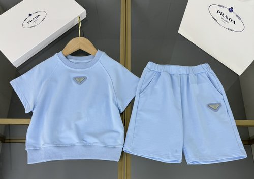 Prada Unisex High-end Kids Cotton Set with Logo Comfy Stylish 