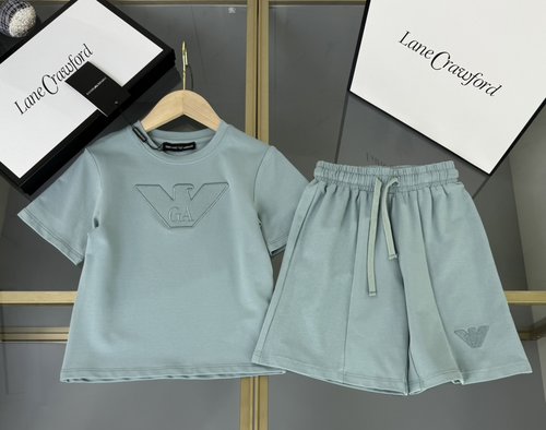 Armani Unisex High-End Kids Cotton Set with Logo Embroidery 