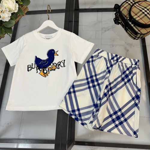 Burberry Kids Premium Cotton-Blend Plaid Shorts Set