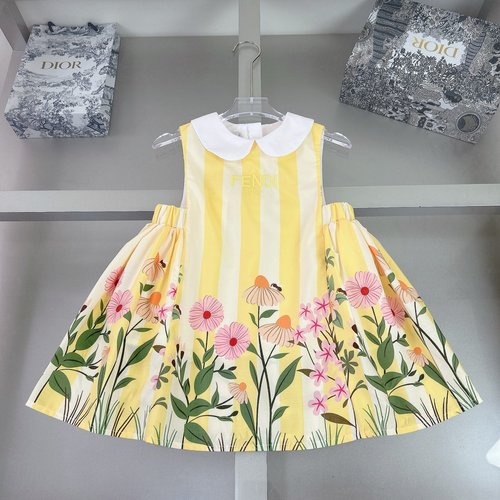Fendi Girls Cotton Dress with Cute Side Detail 