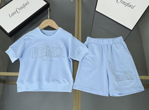 Fendi Kids Cotton Set: Logo Embroidery, Comfortable & Stylish