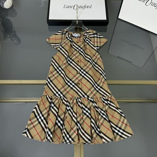 Burberry Girls Plaid Woven Cotton Dress, Symmetric, Classic & Timeless 