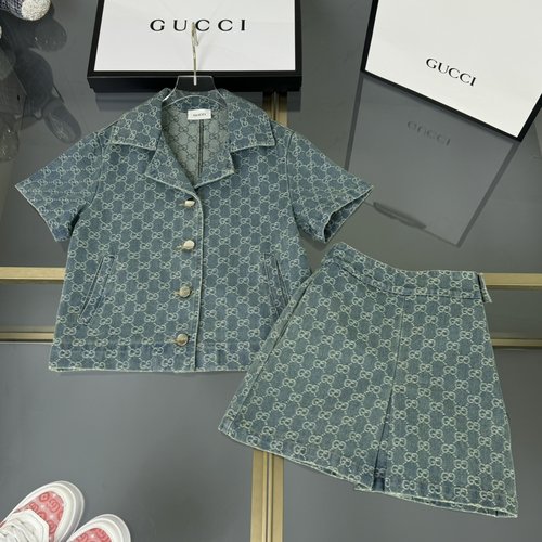 Gucci Girls Jacquard Denim Skirt Set 
