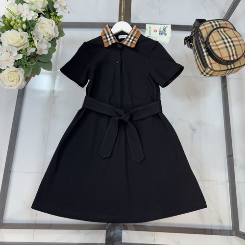 Burberry Girls Check Collar Cotton Polo Dress 