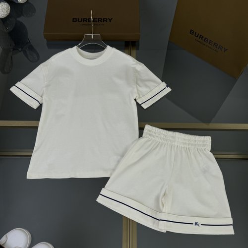 Burberry Kids Unisex Macaron Color Cotton Set with Horse Print