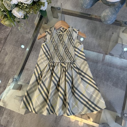 Burberry Trendy Mint Green Girls Cotton Dress 