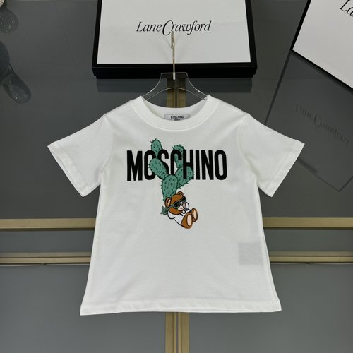 Moschino Kids Cotton T-Shirt with Bear & Cactus Print