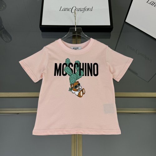 Moschino Kids Cotton T-Shirt with Bear & Cactus Graffiti Design