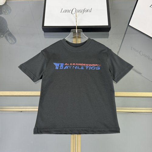 Alexander Wang Kids Unisex Cotton T-Shirt Stylish Flocked Foil Print