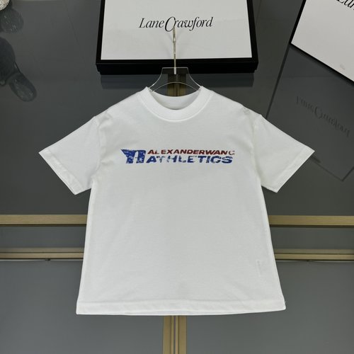 Alexander Wang Kids Unisex Premium T-Shirt, Flocked Print & Silver Accents