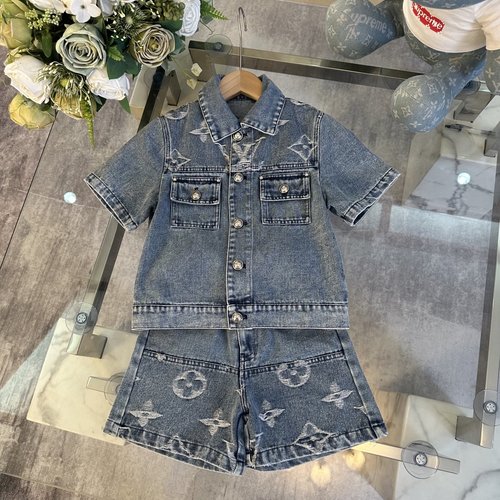 LV High-End Kids Classic Jacquard Denim Set