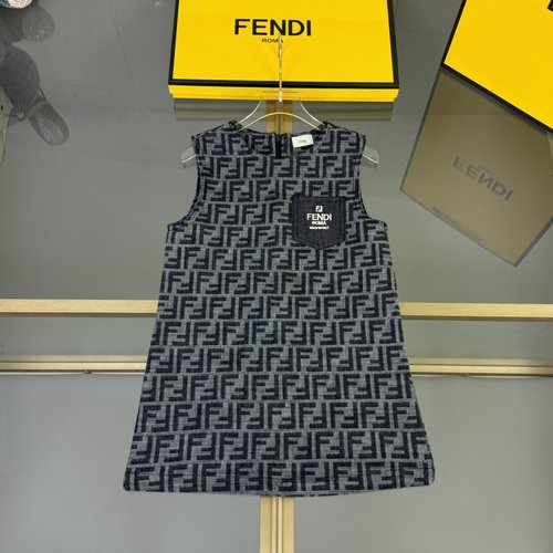 Fendi Girls Allover Print Denim Dress - Comfortable