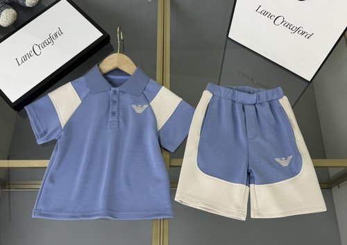 Armani Unisex Kids Cotton Set with Logo Embroidery 