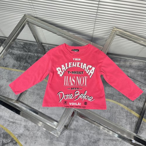 Balenciaga Kids Unisex Wine Red Long Sleeve T-Shirt Distressed Foam Print 