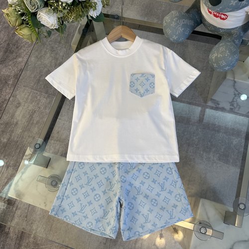 LV Unisex High-End Kids Jacquard Clothing Set