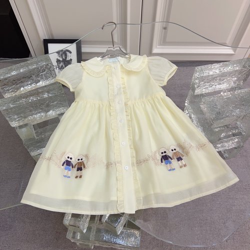 Gucci Girls Organza Dress with Peter Pan Collar & Friends Embroidery