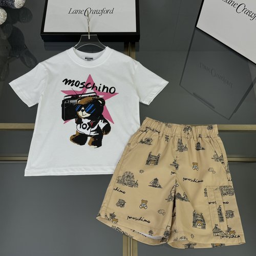 Moschino Kids Teddy Bear Graffiti Print Short Set