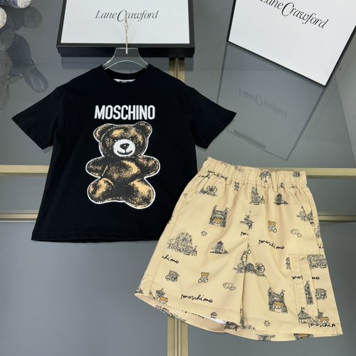Moschino Kids Teddy Bear Graffiti Short Tee & Shorts Set