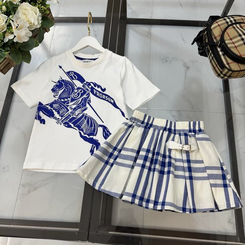 Burberry Girls Plaid Patchwork Collared Short-Sleeve Tee & Skort Set