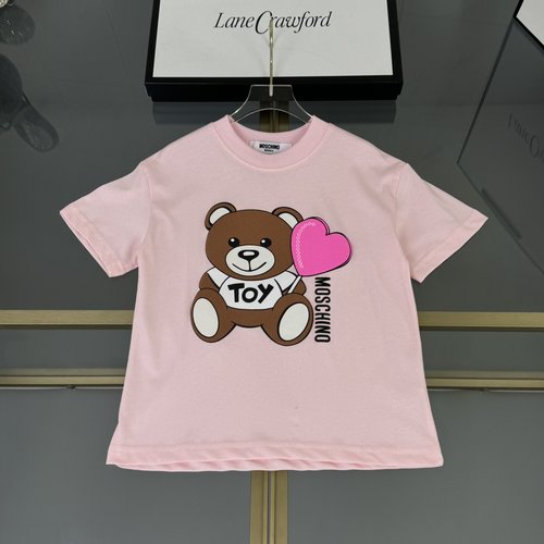 Moschino High-End Unisex Kids Cotton Bear Graffiti T-Shirt