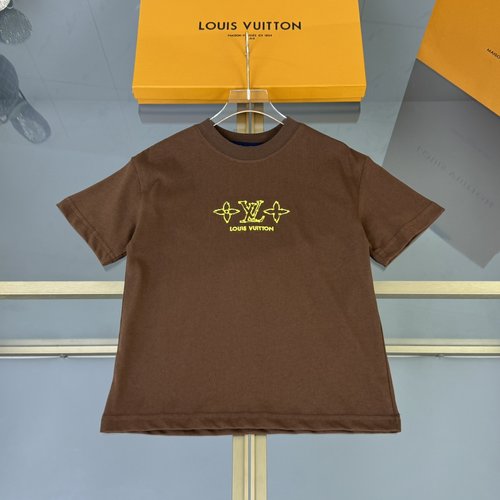 LV Kids Distressed T-Shirt with Back Letter Embroidery 