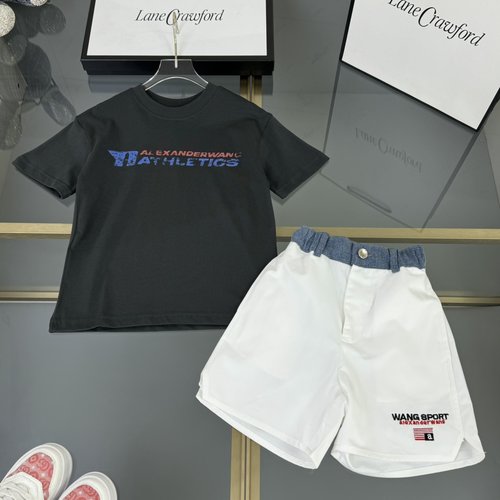Alexander Wang Kids Cotton T-Shirt with Flocked Print & Woven Shorts Set