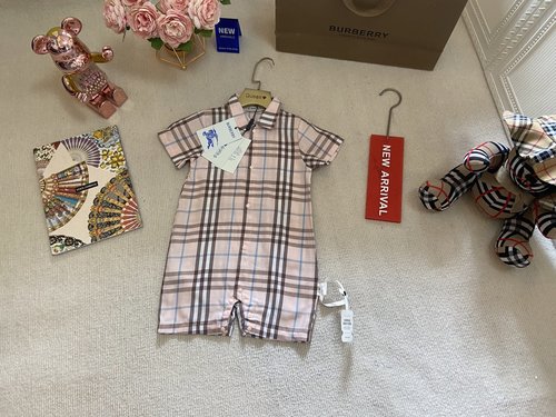 Burberry High-end Baby Onesie: Cotton Woven Eco-friendly Print Comfortable Stylish 
