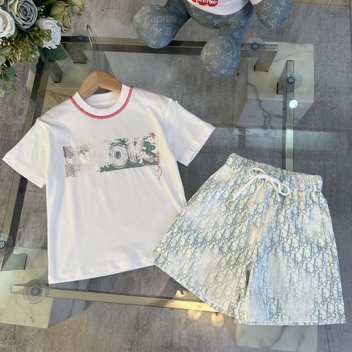 Dior Kids Graphic Print Top & Shorts Set 