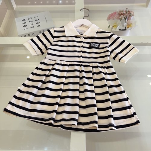 Burberry Girls Plaid Polo Collar Cotton Dress 