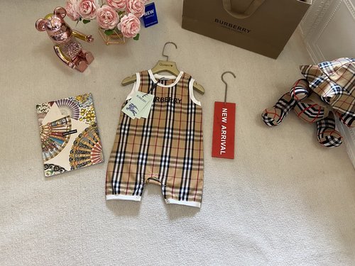 Burberry High-End Baby Romper Unisex Cotton Eco-Print Comfortable Stylish