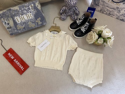 Dior Premium 2-Piece Knit Cotton Outfit for Baby Girls