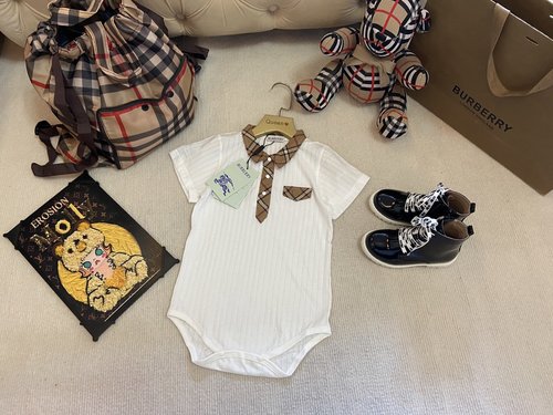 Burberry High-End Unisex Baby Cotton Romper 