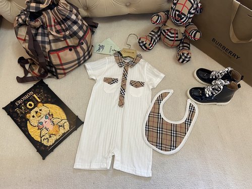 Burberry Unisex Premium Baby Bodysuit, Class A Cotton 