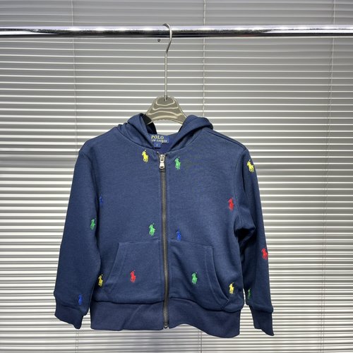 Polo Ralph Lauren Premium Boys & Girls Cotton Outerwear, Ribbed Cuffs/Hem, Custom Zipper, 3D Embroidery