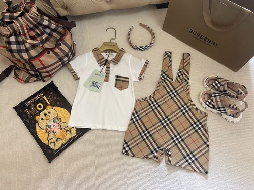 Burberry Toddler Boys Premium Cotton Onesie & Overalls Set 