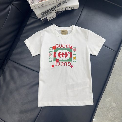 Gucci Kids Floral Double G Stripe Logo T-Shirt 