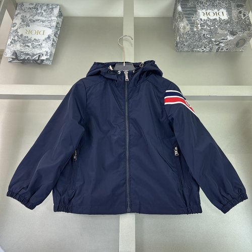 Moncler Premium Kids Cotton Track Jacket with Red/Blue Ribbon 
