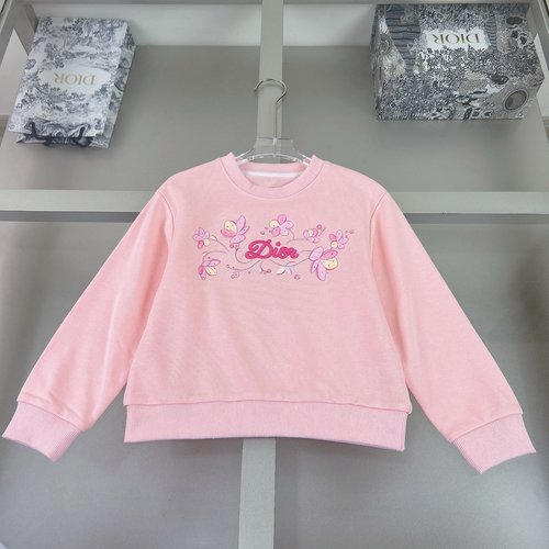 Dior Unisex Kids Sweatshirt 100 Cotton 3D Chest Embroidery