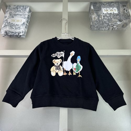 Burberry Kids Premium Cotton Hoodie with Teddy Bear & Duck Prints