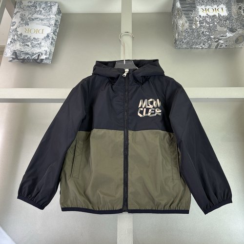 Moncler Unisex Kids Colorblock Windbreaker (Light Olive & Black)
