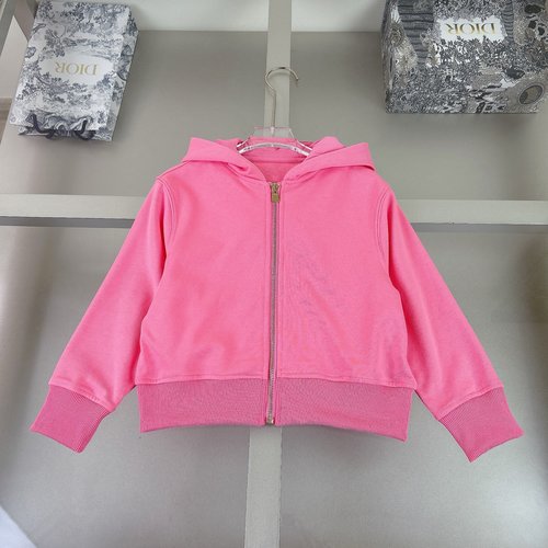 Dior Girls Hooded Sweatshirt Jacket Soft Pink Back Logo 