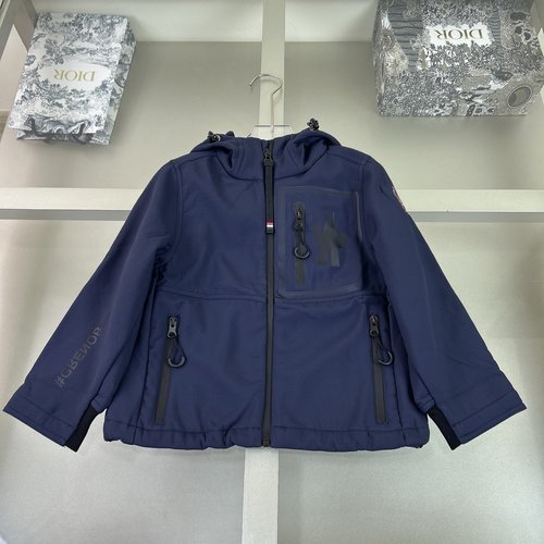 Moncler Premium Kids Fleece-Lined Outdoor Jacket with Embroidery