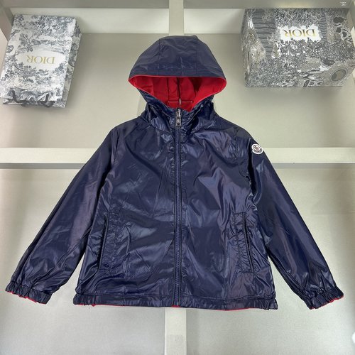 Moncler Kids Reversible Windbreaker Red Shark Blue Nylon