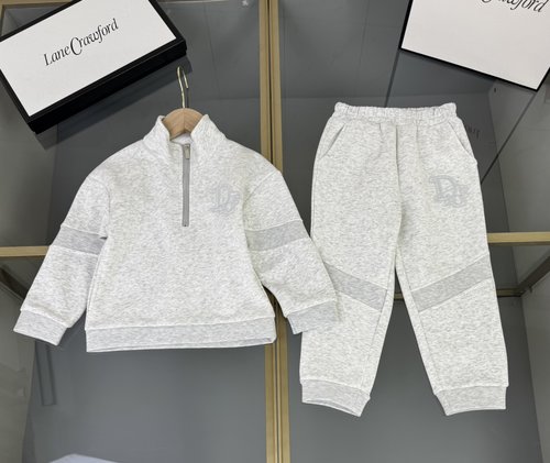 Dior High-End Premium Cotton Kids Set with Logo Embroidery 