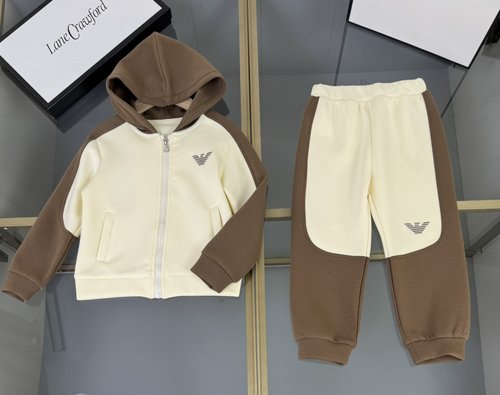 Armani Kids Premium Modal Cotton Embroidered Logo Contrast Color Stylish Top