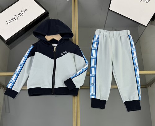 Boss Kids Premium Cotton Color-Block Sets with Logo Embroidery