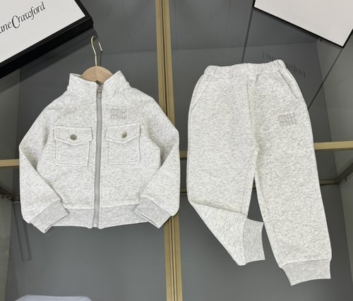 Miu Miu High-End Kids Utility Set, Imported Modal Cotton, Custom Embroidery