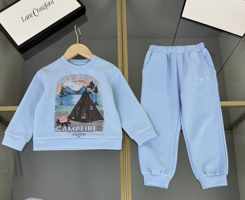 Fendi Unisex Kids Modal Cotton Set with Graffiti Print